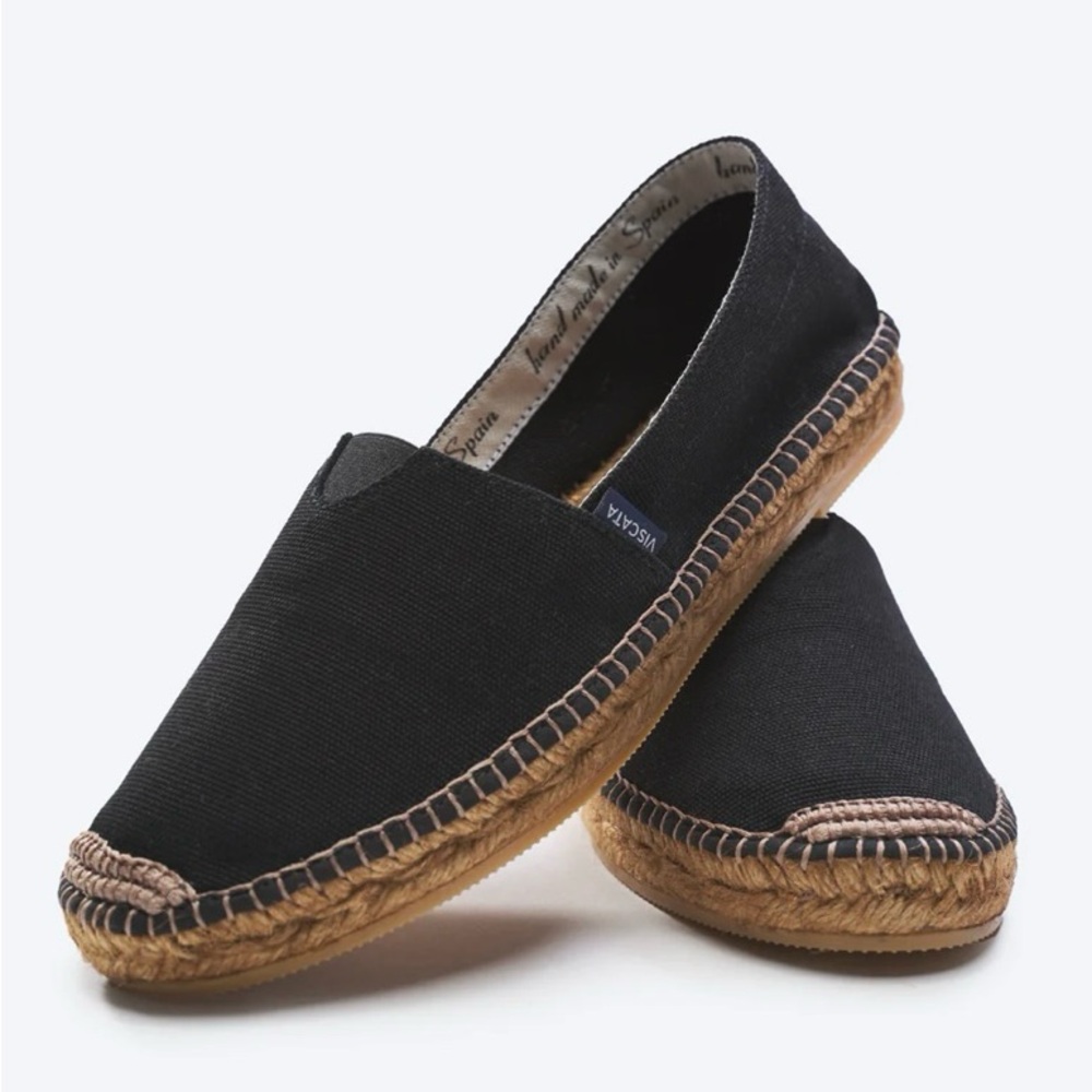 Viscata, Barceloneta Canvas Espadrille Flats,Size 7 Black